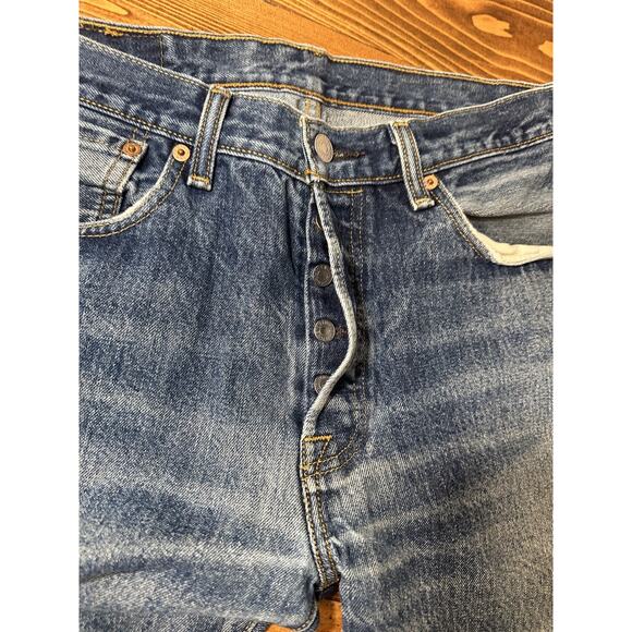 Levi's 501 Jeans Mens 32x32 Blue Denim Button Fly Straight Leg Classic Red Tab - Picture 5 of 6